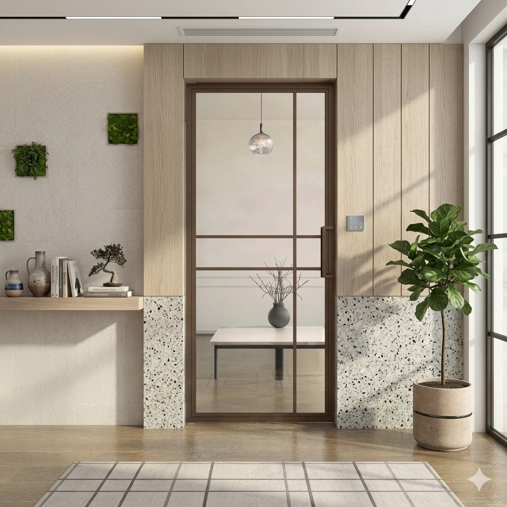 Bronzen stalen taatsdeur 6 vlaks