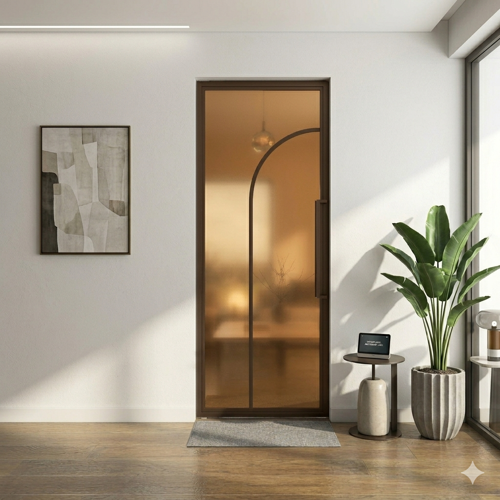 Bronzen taatsdeur met bronzen glas