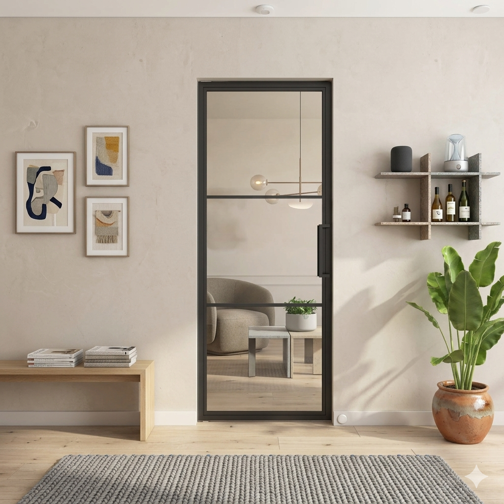 Moderne zwarte stalen taatsdeur