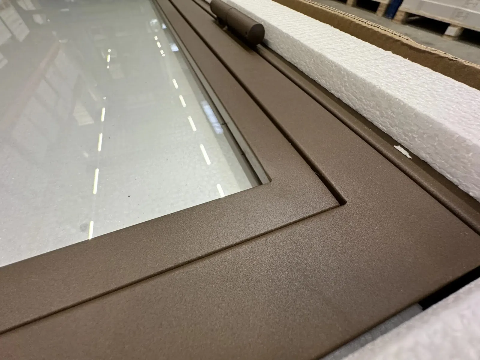 Detail van de coating en het glas